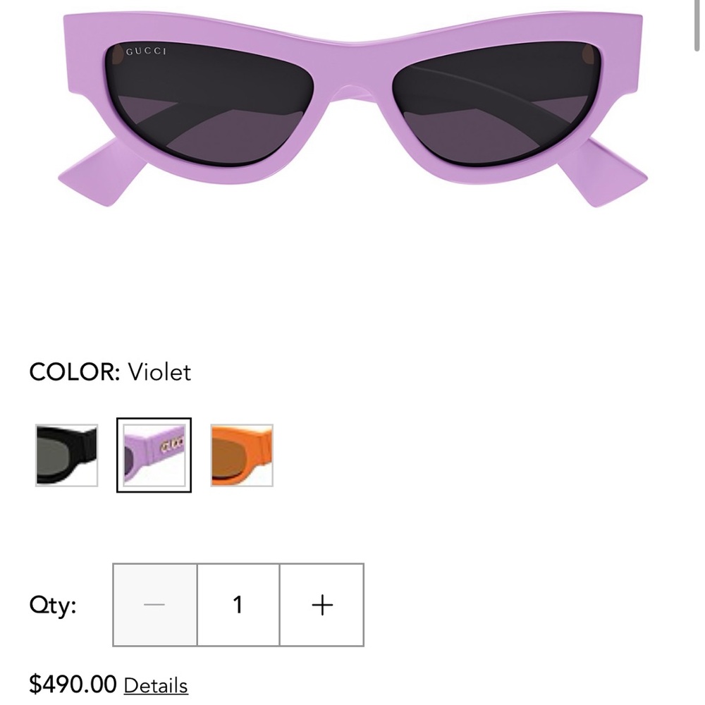 Gucci Lavender Sunglasses with Black Lenses